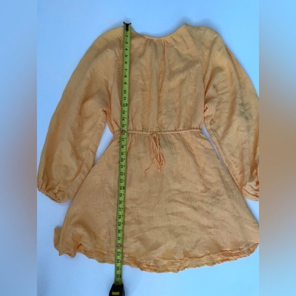 Faithfull the Brand Constance Linen Gauze Minidress Saffron orange Yellow Large - Picture 6 of 10